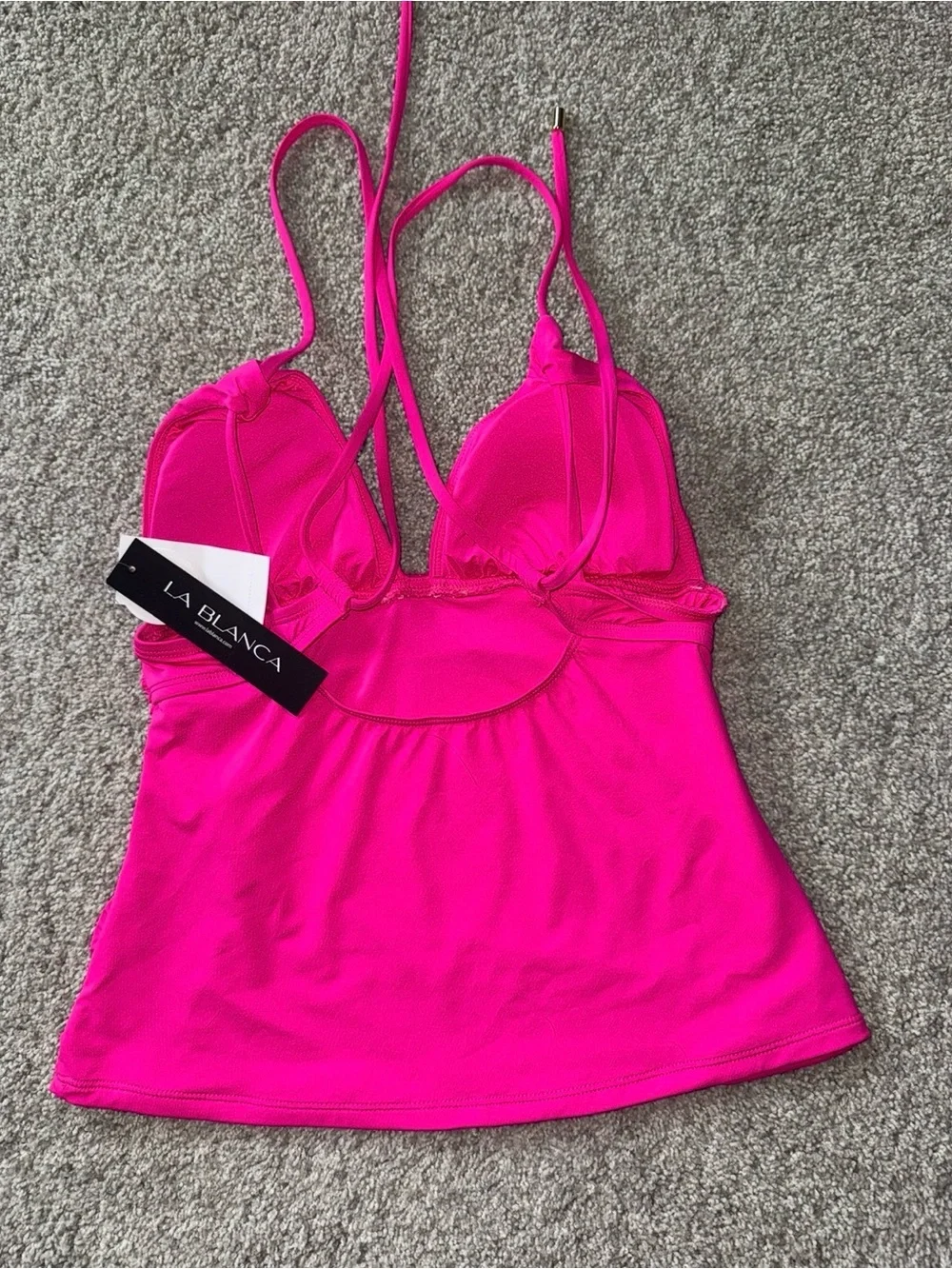 La Blanca Vibrant Fuchsia Tankini Cami with Crisscross Straps